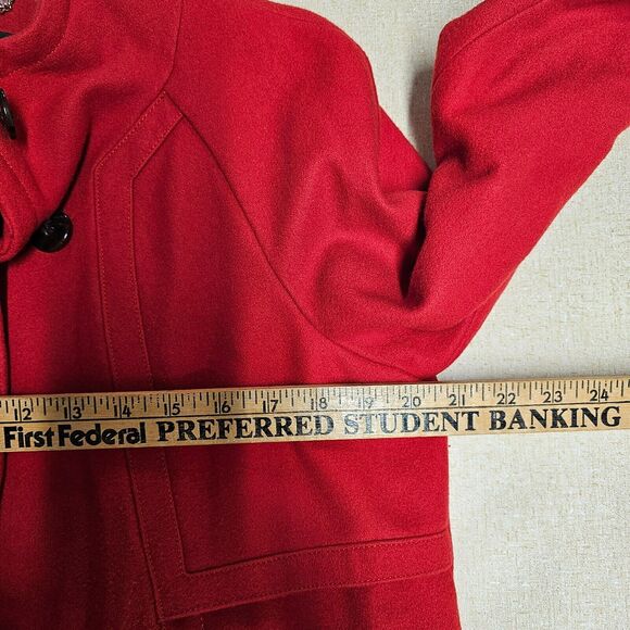 Ellen Tracy Red Coat Womens Size Small Wool Blend Vibrant Career Sophisticated - Picture 12 of 15